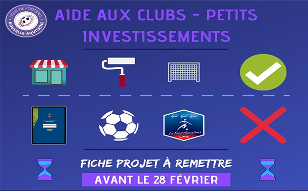 Aide aux clubs – Petits investissements – DISTRICT DES LANDES DE FOOTBALL